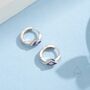 Sterling Silver Tiny Rhombus Amethyst Purple Cz Huggie Hoop, thumbnail 5 of 12
