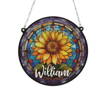 Sunflower Personalised Stained Glass Effect Suncatcher, 7 of 7