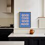 Good Food Good Mood Blue Print | Kitchen Wall Art, thumbnail 2 of 3