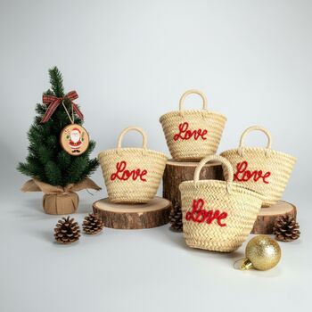 Handmade Christmas Mini Straw 'Love' Basket, 3 of 12