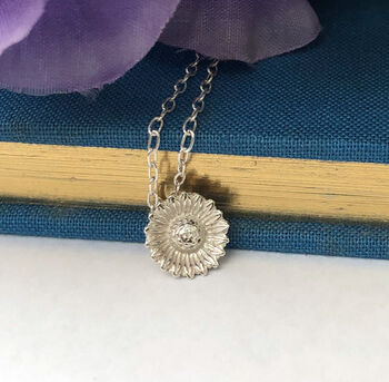 Sterling Silver Mini Sunflower Necklace, 6 of 12