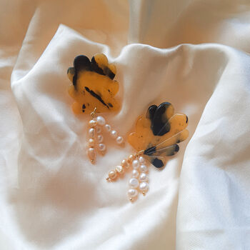 Tortie | Pearl And Polymer Clay Statement Earrings, 3 of 8