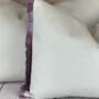 Velvet Optic White With Lilac Pink Fringe Cushion, thumbnail 8 of 10
