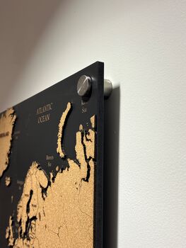 Large Personalised Wooden And Mirror World Map Wall Art, 6 of 7