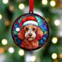 Poodle Red In Santa Hat Suncatcher Decoration, thumbnail 4 of 6