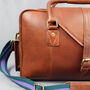 'Oxley' Men's Leather Weekend Holdall Bag In Cognac, thumbnail 5 of 11