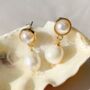 Purdy Double Pearl Stud With Drop Earrings, thumbnail 3 of 5