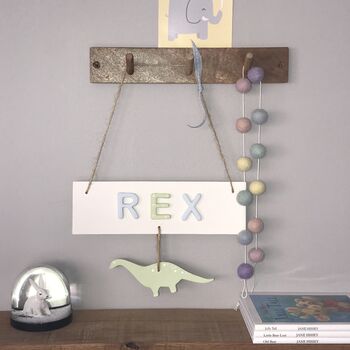 Personalised Name Sign With Hanging Dinosaur, 4 of 5