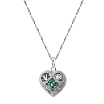 Sterling Silver Created Gemstone And Diamond Lockets, 4 of 7