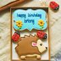 Personalised Hedgehog Hand Iced Cookie Letterbox Gift, thumbnail 1 of 4