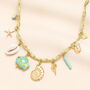 Stainless Steel Green And Blue Sea Charm Necklace In Gold Plating, thumbnail 1 of 2