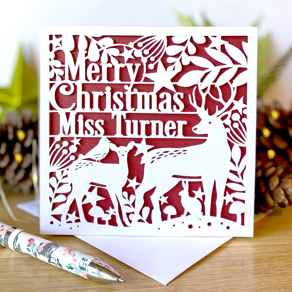 Personalised Merry Christmas Teacher Thank You Card