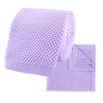 100% Polyester Diamond End Knitted Tie Pastel Purple, 9 of 10