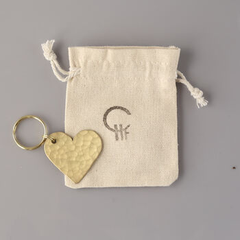 21st Anniversary Gift, Brass Heart Keyring, 4 of 6