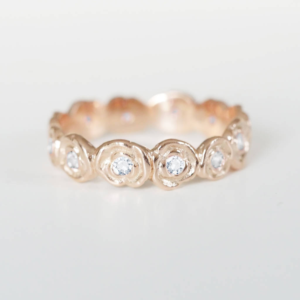Rose Gold Diamond Wedding Ring Of Roses, 1 of 2
