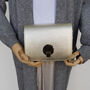 Gold Metallic Small Crossbody Leather Handbag, Shoulder Bag Satchel Style, thumbnail 3 of 11