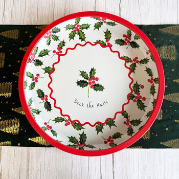 Christmas Holly Green And Red Christmas Metal Drinks Tray, 4 of 4