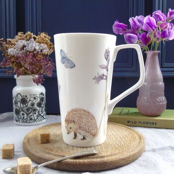 Hedgehog And Bluebell Bone China Latte Mug, 7 of 10