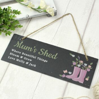 Personalised Floral Garden Slate Sign, 2 of 4