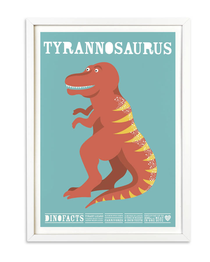 Tyrannosaurus Dinosaur Kids Print As Seen On Ceebies By Lucy Loves This |  