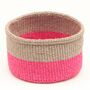 Maliza: Charcoal And Pink Duo Colour Block Woven Basket, thumbnail 7 of 9