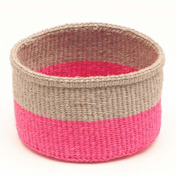 Maliza: Charcoal And Pink Duo Colour Block Woven Basket, 7 of 9