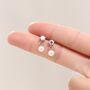 Sterling Silver Aurora Ab Crystal With Dangling Pearl Earrings, thumbnail 2 of 12