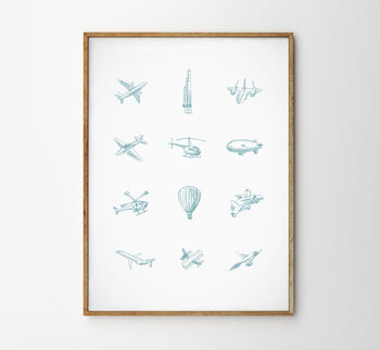 Children’s Personalised Flying Machines Art Print, 6 of 12