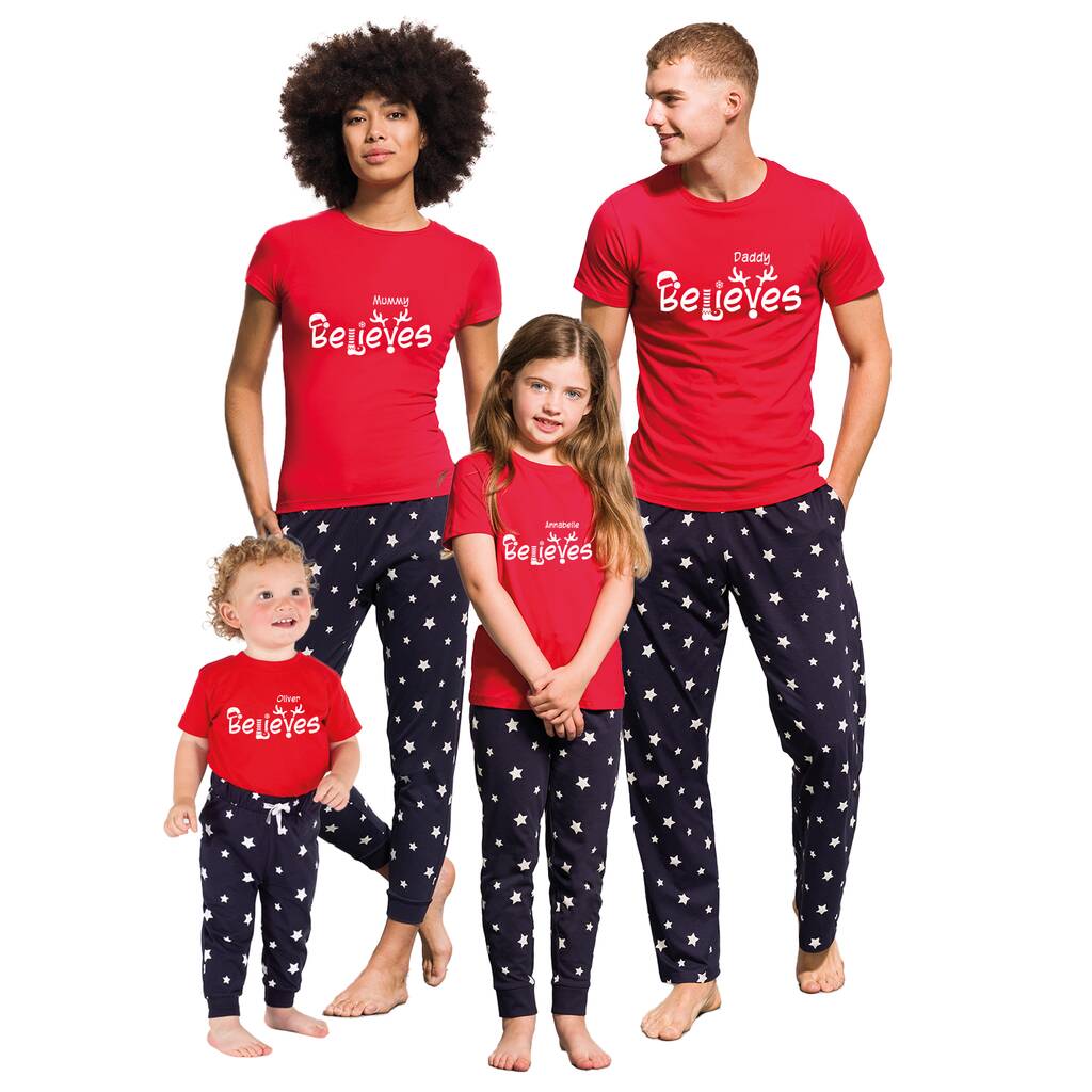 Personalised ‘I Believe’ Family Christmas Pyjamas, 1 of 5
