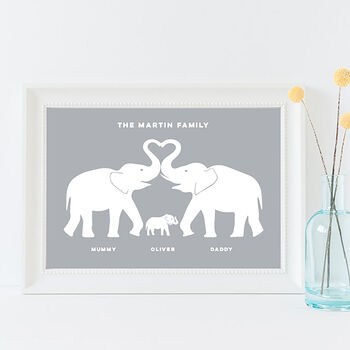 Personalised Elephant Family Print, 2 of 3