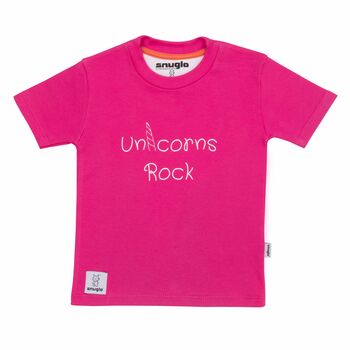 Baby T Shirt, Unicorns Rock, Kids Top, Pink Tshirt, 2 of 2