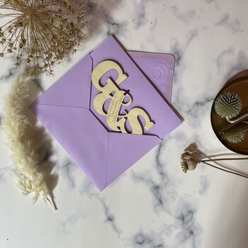 Personalised Entwined Wooden Letters 5th Anniversary Card, 4 of 9