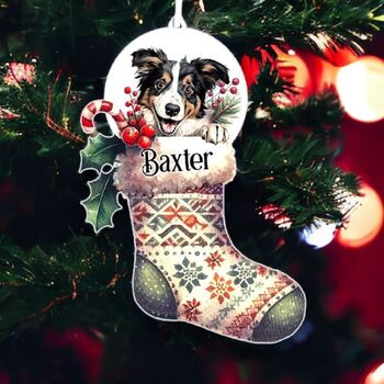Personalised Collie Christmas Stocking Bauble, 2 of 2