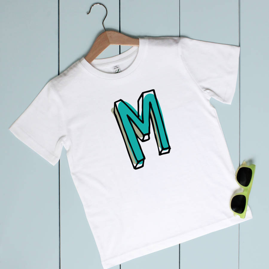 personalised child's initial t shirt by a piece of | notonthehighstreet.com