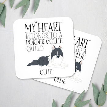 My Heart Belongs To A Border Collie Coaster Set, 2 of 2