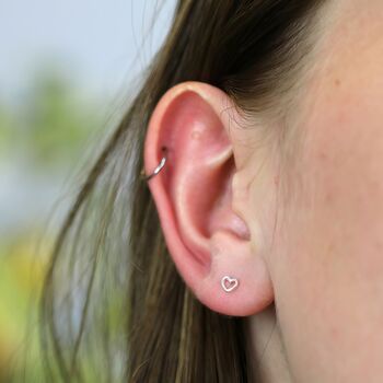 Tiny Sterling Silver Heart Stud Earrings, 6 of 10