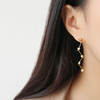 Gold Colour Sterling Silver Pearl Scatter Dangle Stud Earrings, 2 of 4