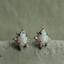 Opal Oval Silver Stud Earrings, thumbnail 3 of 6