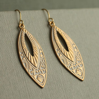 Victorian Brocade Gold Drop Earrings, 7 of 9