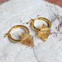 'The Octahedron' Citrine Hoop Earrings, Gold, thumbnail 1 of 5