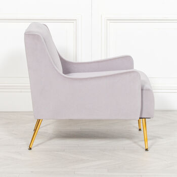 Grey Velvet Sofa Chair, 4 of 5