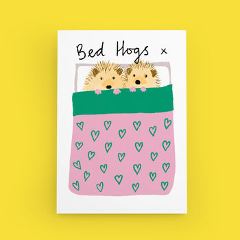 'Bed Hogs' Hedgehogs Valentine Or Anniversary Card, 2 of 3