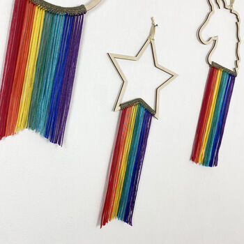 Wooden Star With Luxury Rainbow Knitted Fringing, 4 of 12