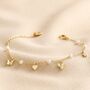Bee, Pearl, Butterfly And Heart Charm Bracelet In Gold, thumbnail 1 of 3
