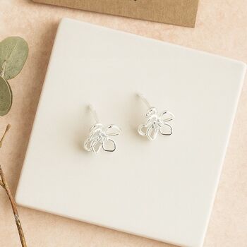 Sterling Silver Flower Petal Crystal Stud Earrings, 3 of 9