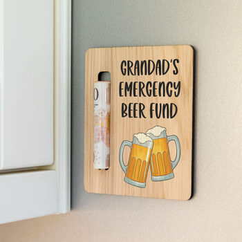 Personalised Emergency Beer Fund Money Holder Magnet, 2 of 5