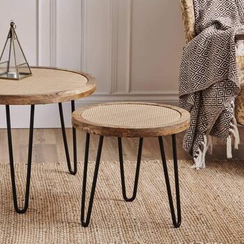 Round Cane Side Table Natural Finish, 3 of 4