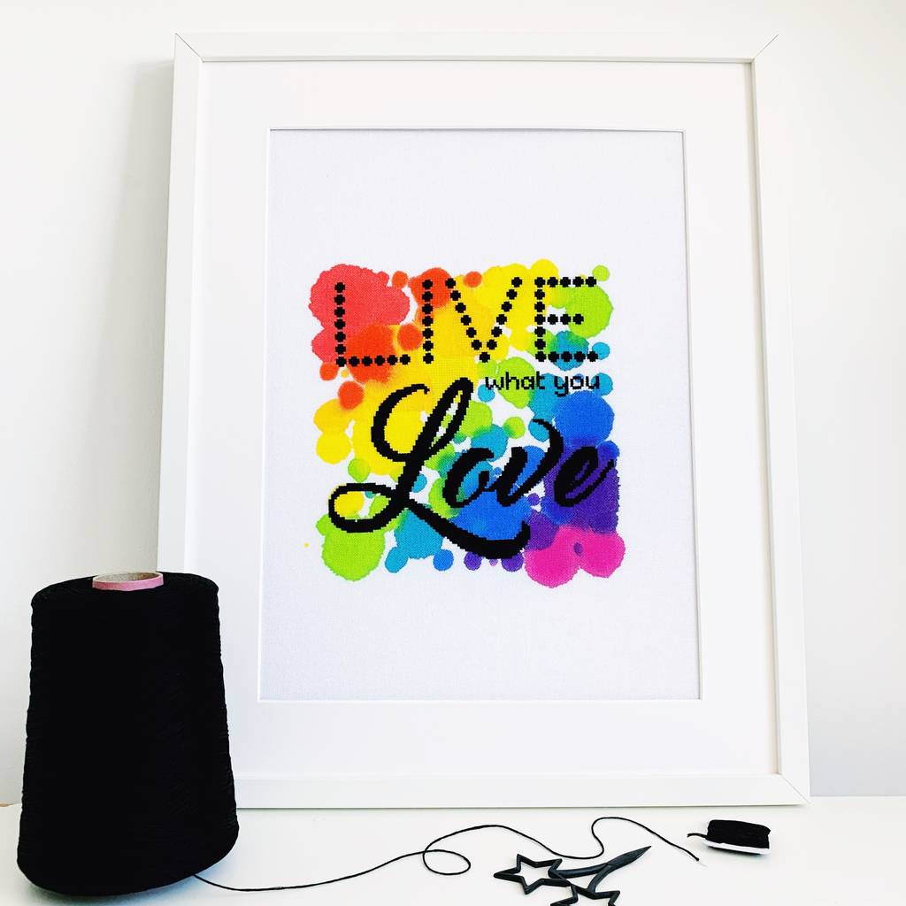 'Live What You Love' Modern Cross Stitch Kit, 1 of 5