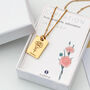Personalised Rectangle Tag Birth Flower Necklace, thumbnail 3 of 12