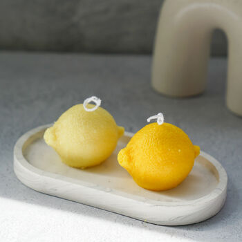 Lemon Shaped Soy Wax Candle Set Of Two, 4 of 4